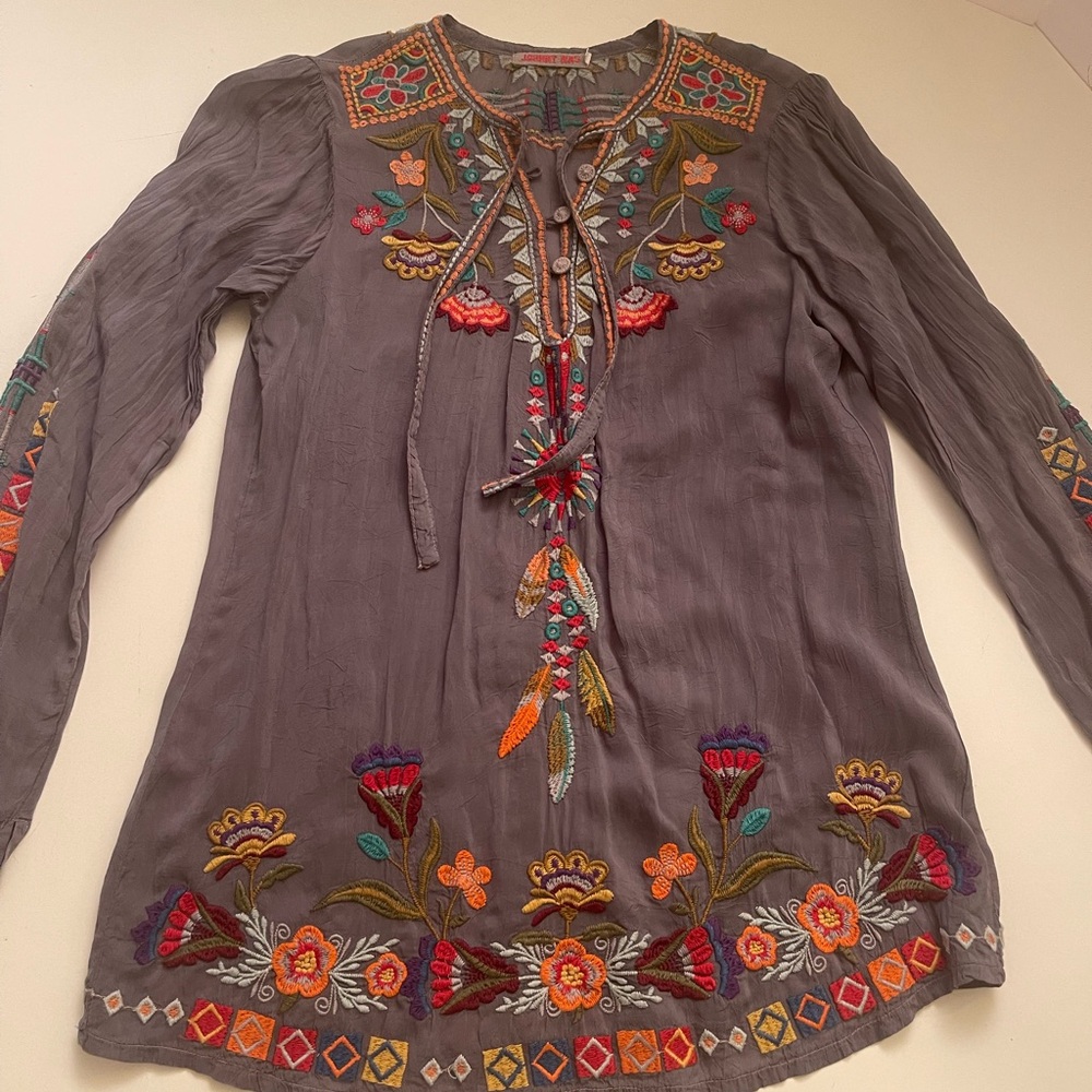 Johnny Was Embroidered Boho Top - Multicolor sz S
